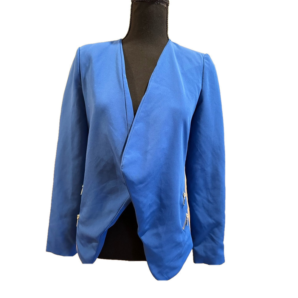 COUNTESS BLUE BLAZER WITH SILVER SIDE ZIPPER DETAIL